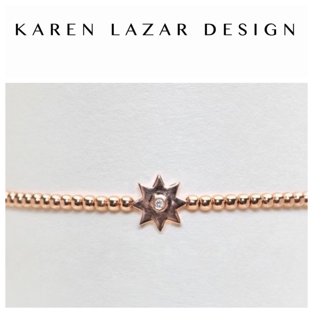 SOLD OUT! Karen Lazar 2mm YG w/ Diamond Star Bead Bracelet